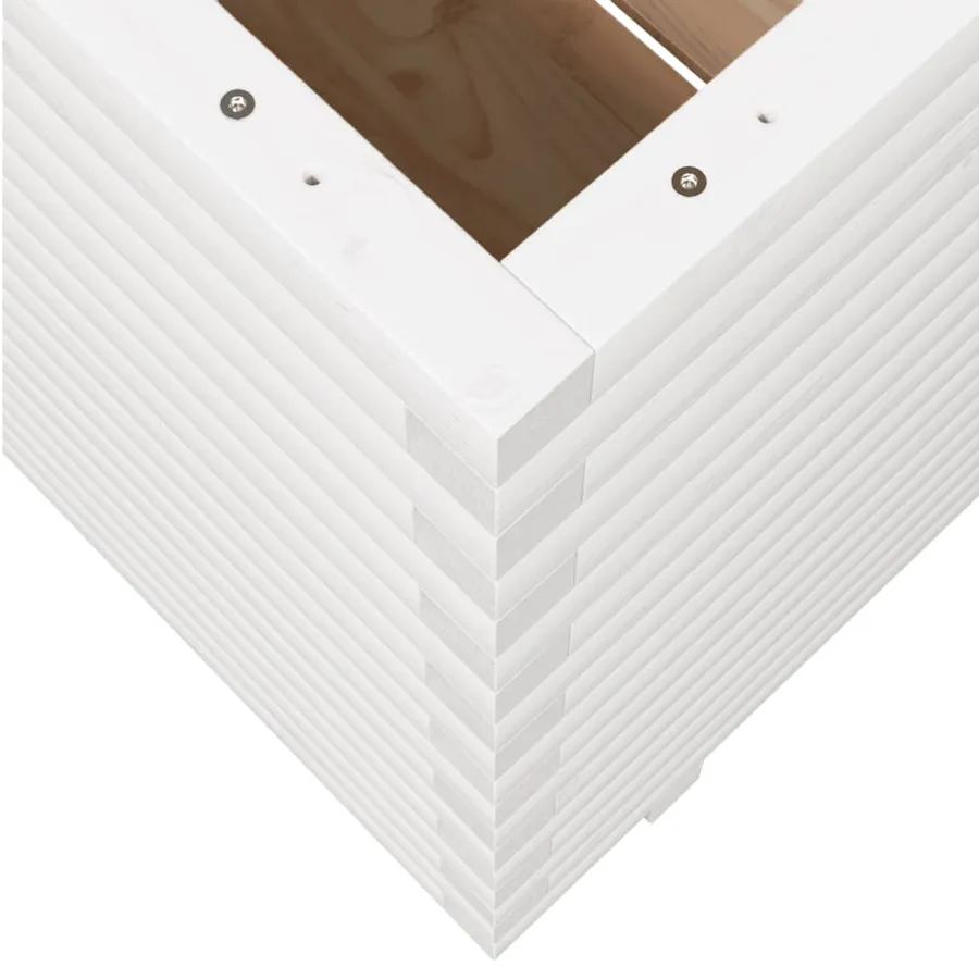 Jardinière blanc 90x60x72,5 cm bois de pin massif - 8
