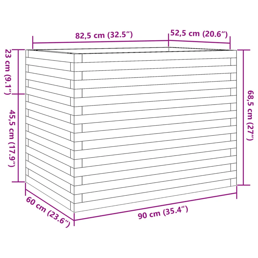 Jardinière 90x60x68,5 cm bois de pin massif - 10