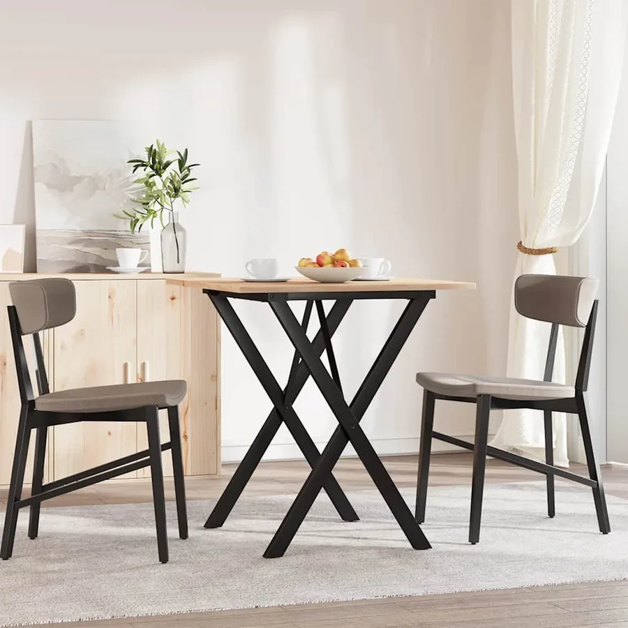 Table à manger cadre en X 70x70x75 cm bois de pin massif acier - 3