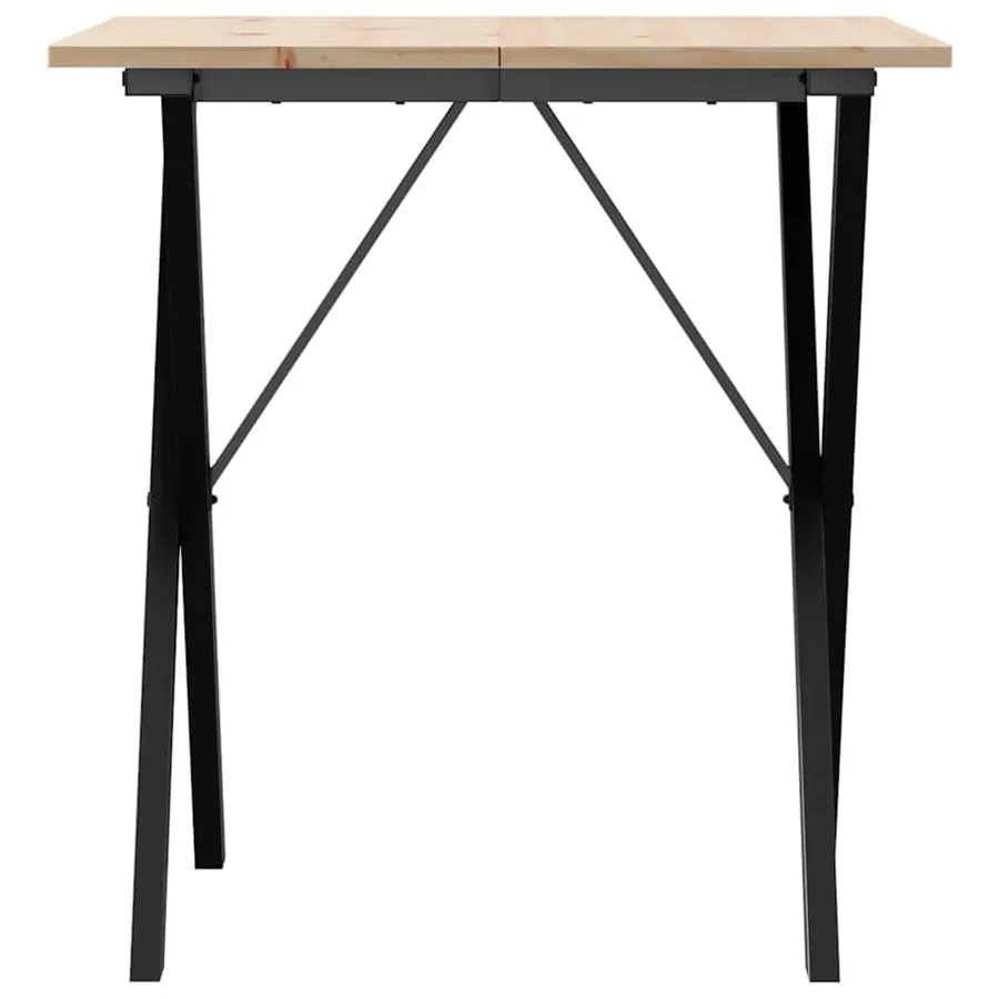 Table à manger cadre en X 70x70x75 cm bois de pin massif acier - 4