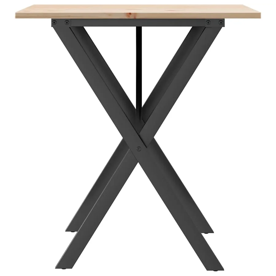 Table à manger cadre en X 70x70x75 cm bois de pin massif acier - 5