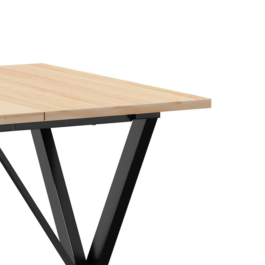 Table à manger cadre en X 70x70x75 cm bois de pin massif acier - 7