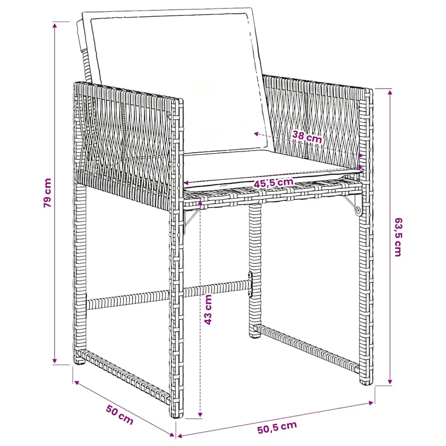 Ensemble à manger de jardin et coussins 7 pcs gris rotin - 7