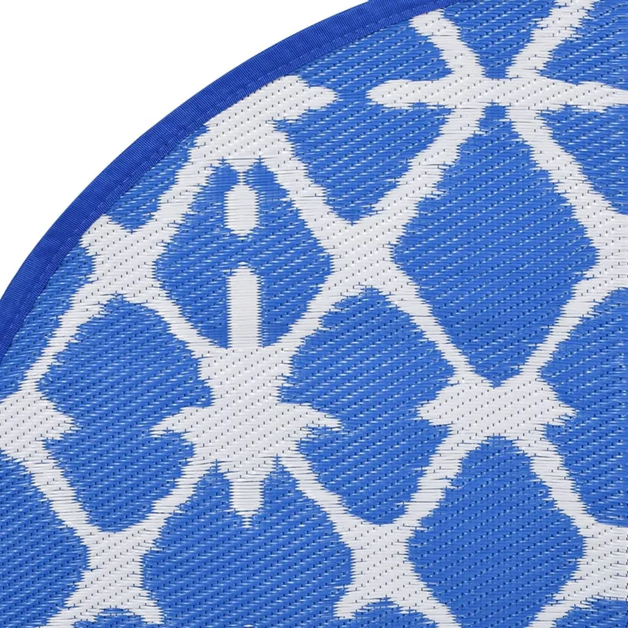 Tapis d'extérieur ARAKIL bleu et blanc Ø160 cm PP - 4