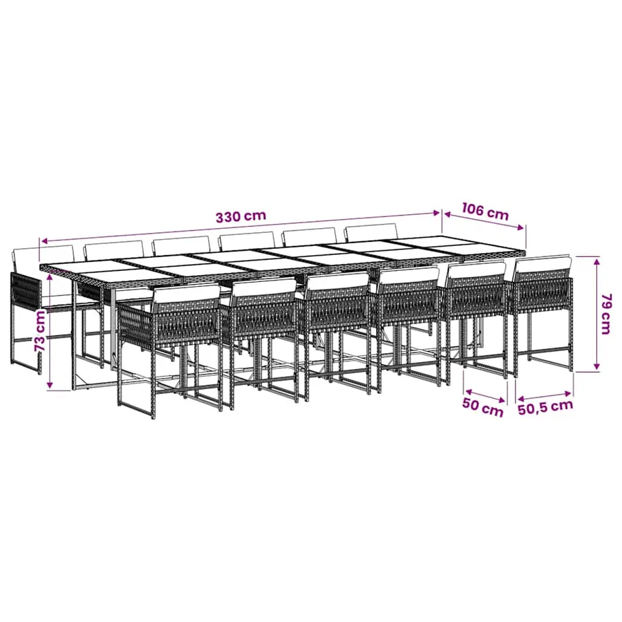 Ensemble à manger de jardin 13 pcs coussins noir résine tressée - 6