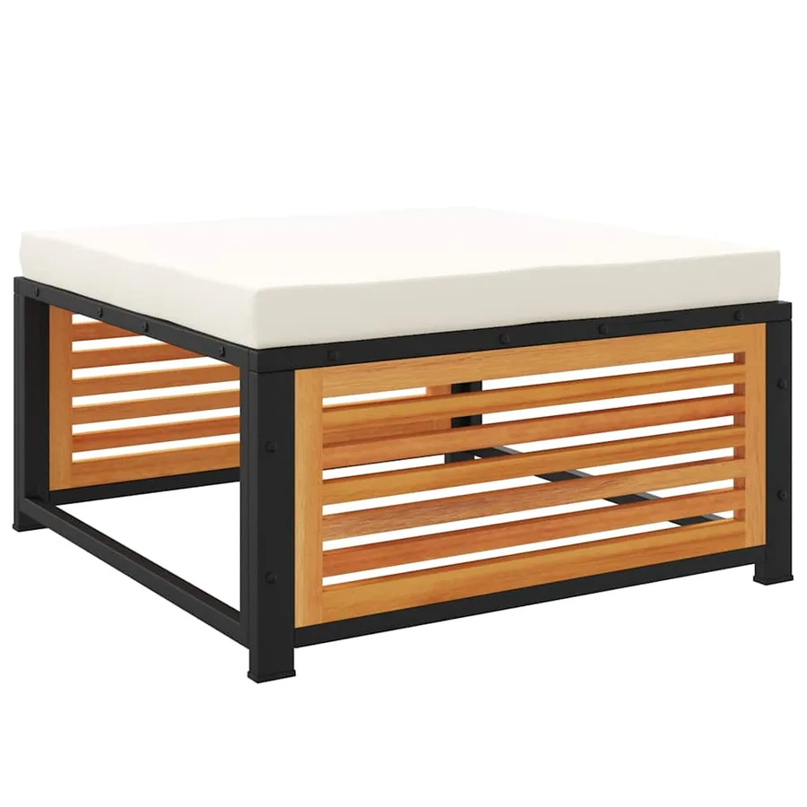 Tabouret de jardin avec coussin 68x68x30cm bois massif d'acacia - 2