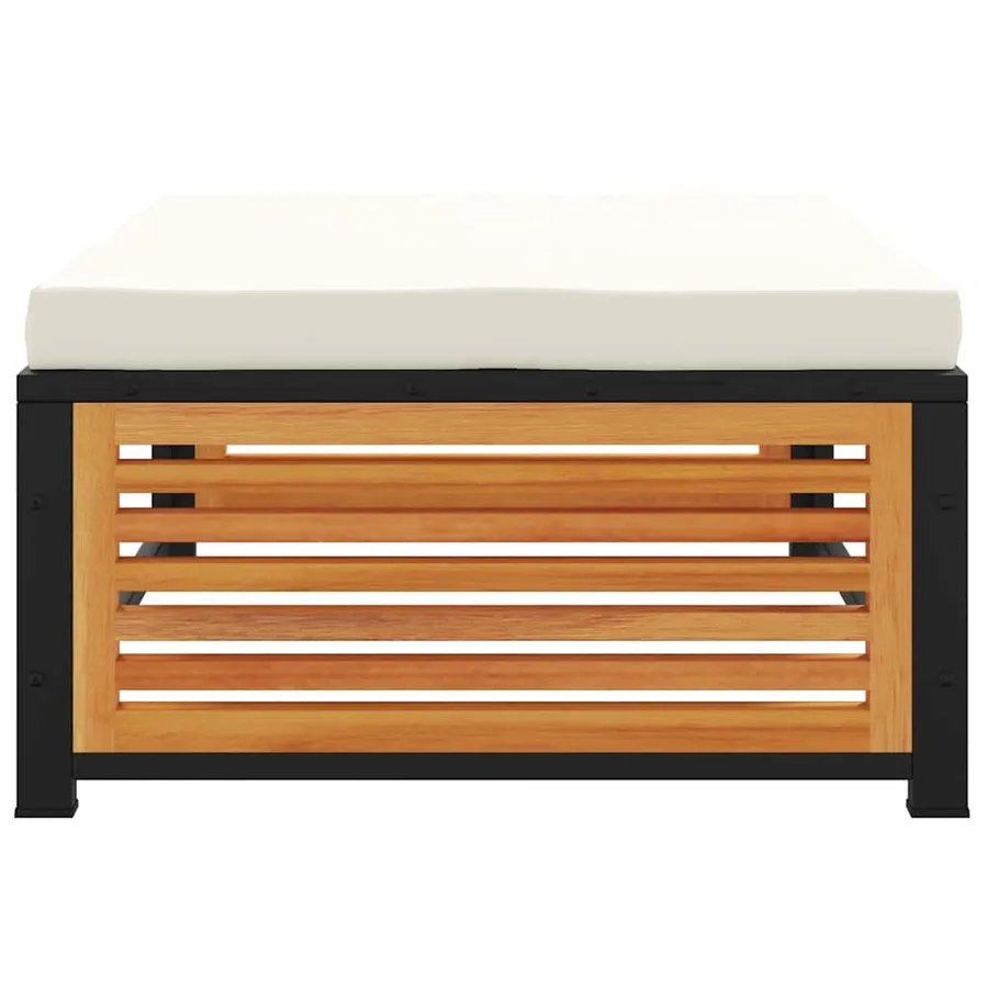 Tabouret de jardin avec coussin 68x68x30cm bois massif d'acacia - 4