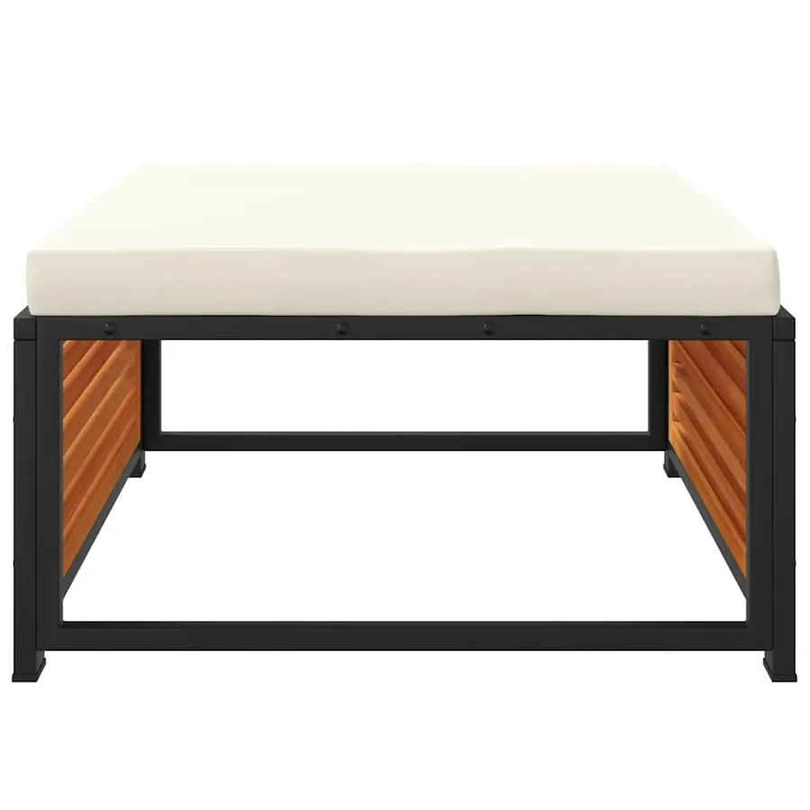 Tabouret de jardin avec coussin 68x68x30cm bois massif d'acacia - 6