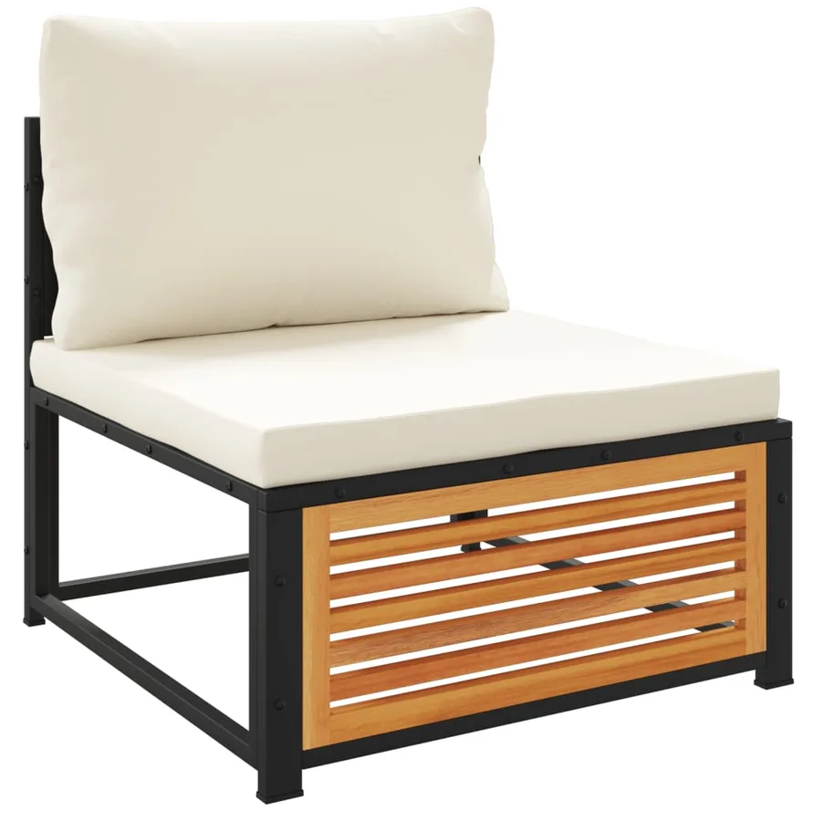 Salon de jardin avec coussins 4 pcs bois d'acacia massif - 5
