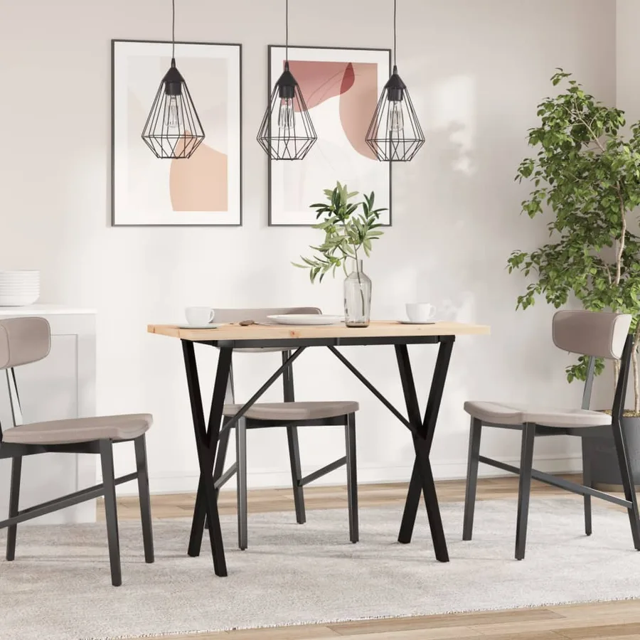 Table à manger cadre en X 100x50x75,5 cm bois pin massif acier - 3