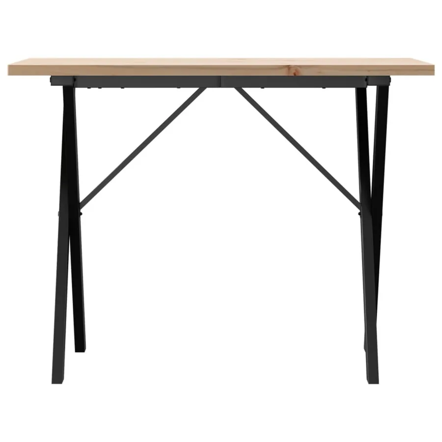 Table à manger cadre en X 100x50x75,5 cm bois pin massif acier - 4