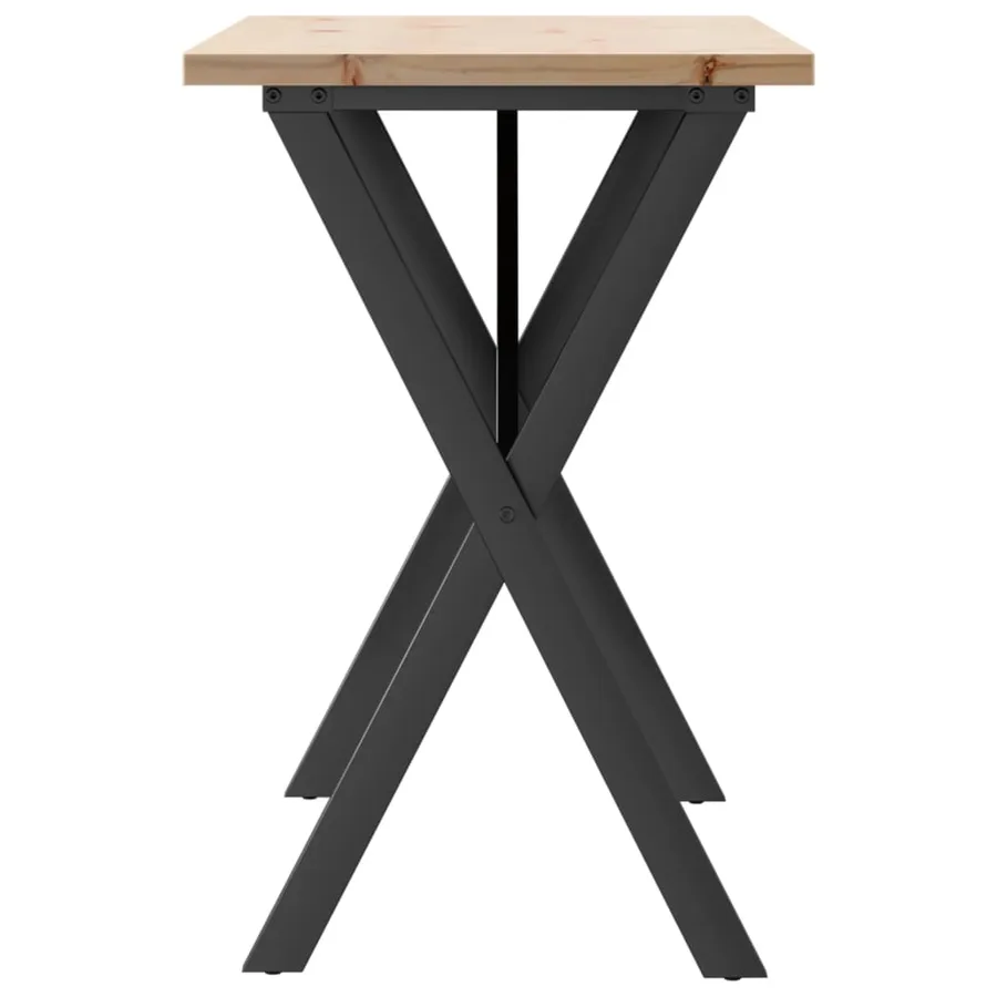 Table à manger cadre en X 100x50x75,5 cm bois pin massif acier - 5