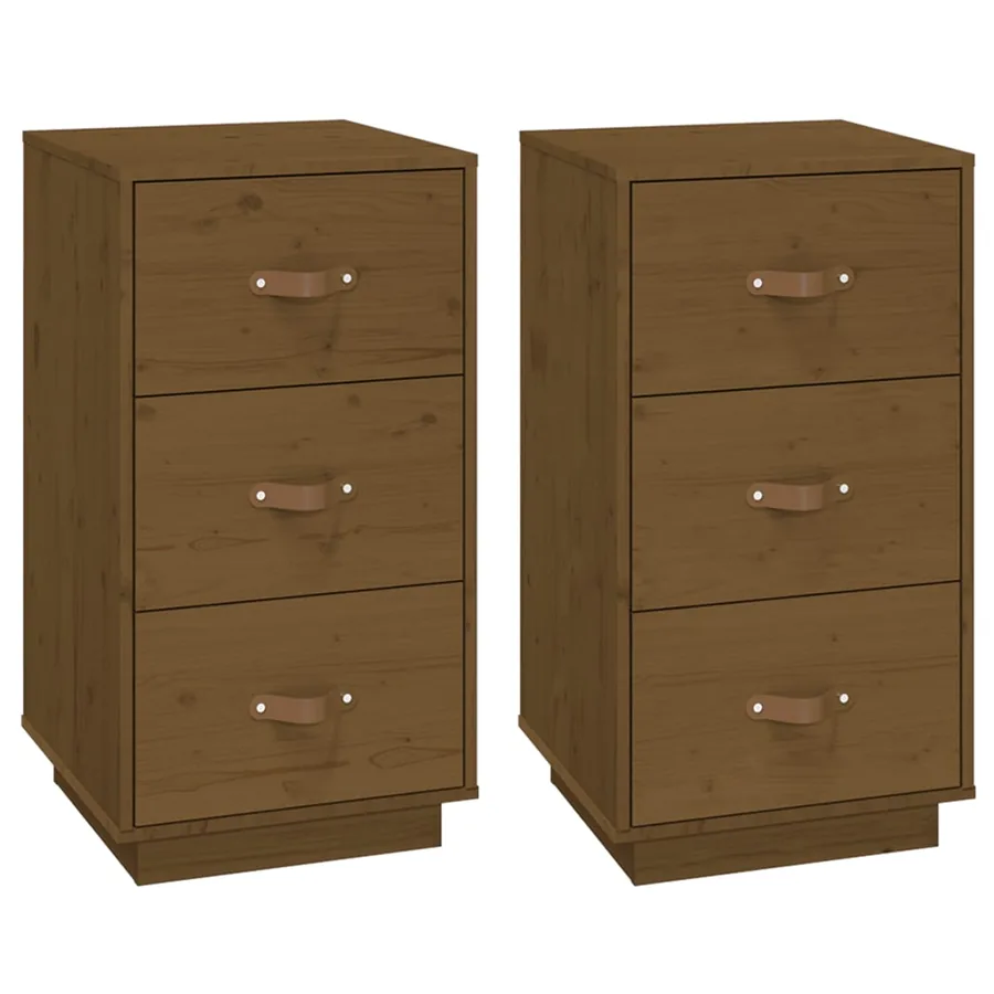Tables de chevet 2 pcs Marron 40x40x75 cm Bois de pin massif - 2