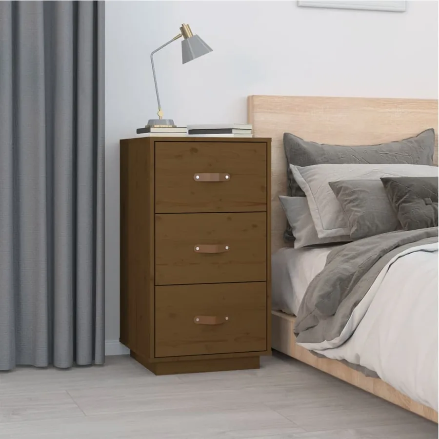 Tables de chevet 2 pcs Marron 40x40x75 cm Bois de pin massif - 3