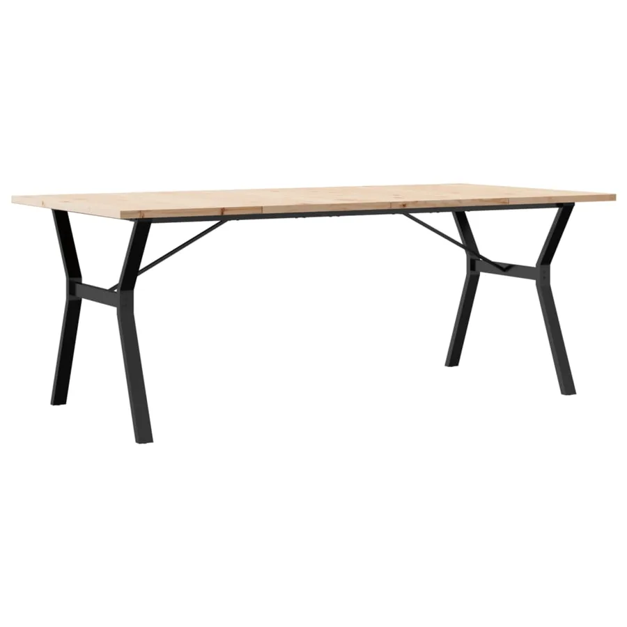 Table à manger cadre en Y 200x100x75,5 cm bois pin massif acier - 2