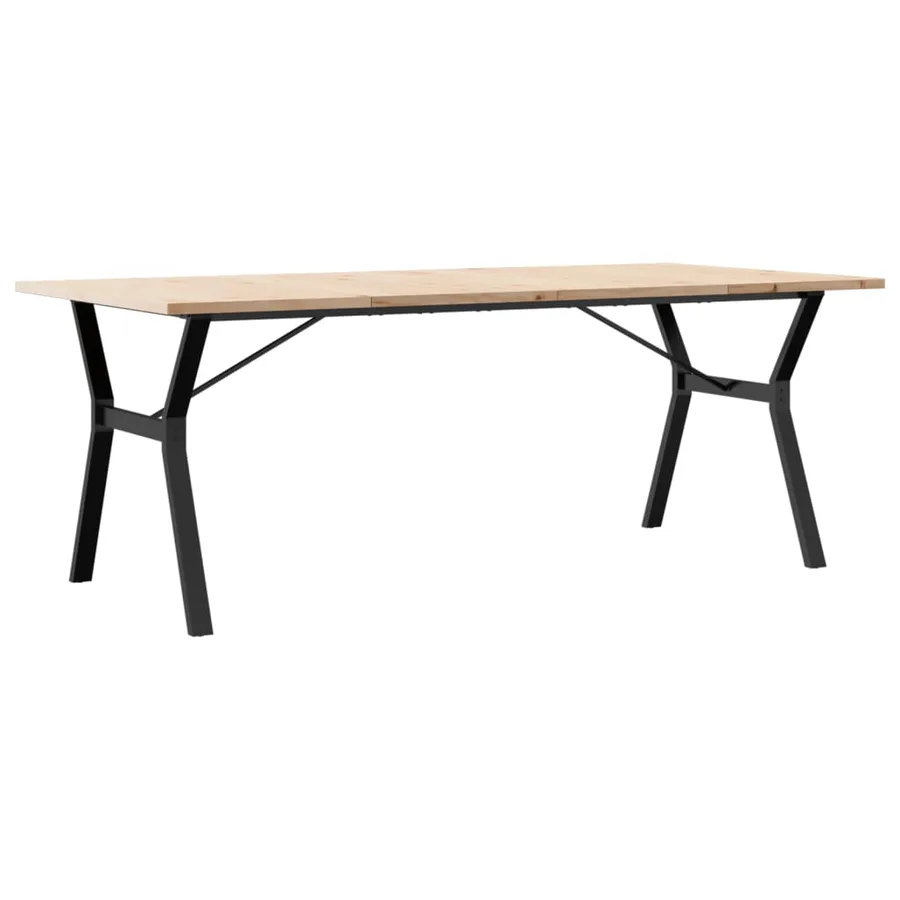 Table à manger cadre en Y 200x100x75,5 cm bois pin massif acier - 6