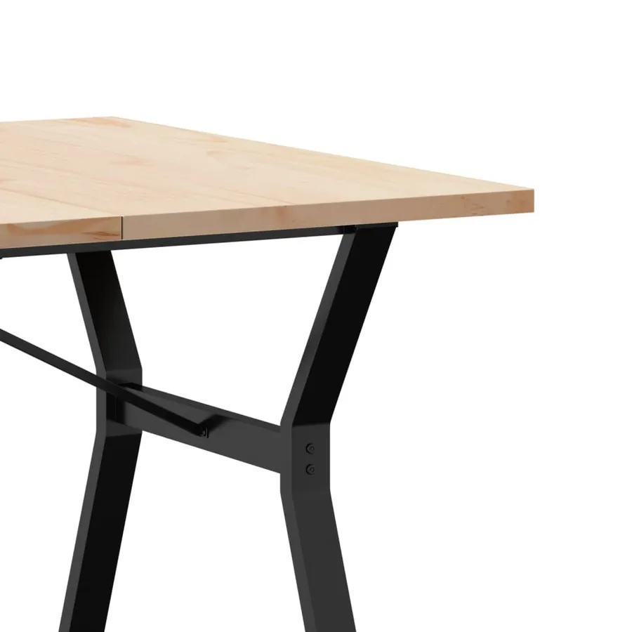 Table à manger cadre en Y 200x100x75,5 cm bois pin massif acier - 7