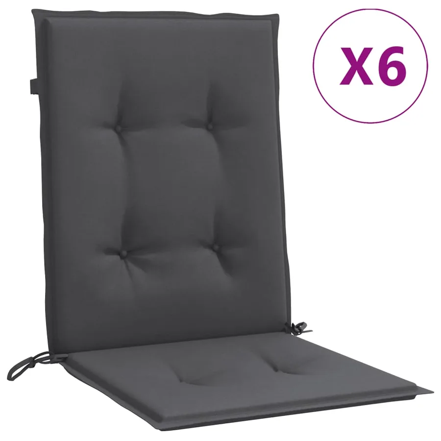 Coussins de chaise à dossier bas lot de 6 anthracite mélangé - 2