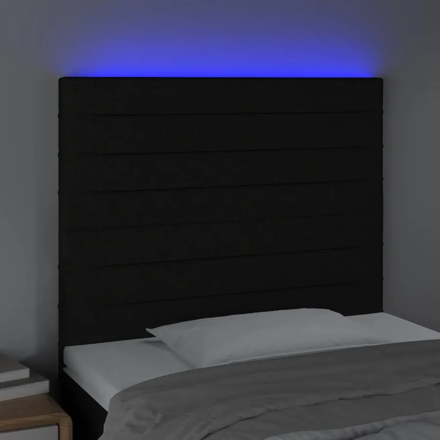 Tête de lit à LED Noir 100x5x118/128 cm Tissu - 3