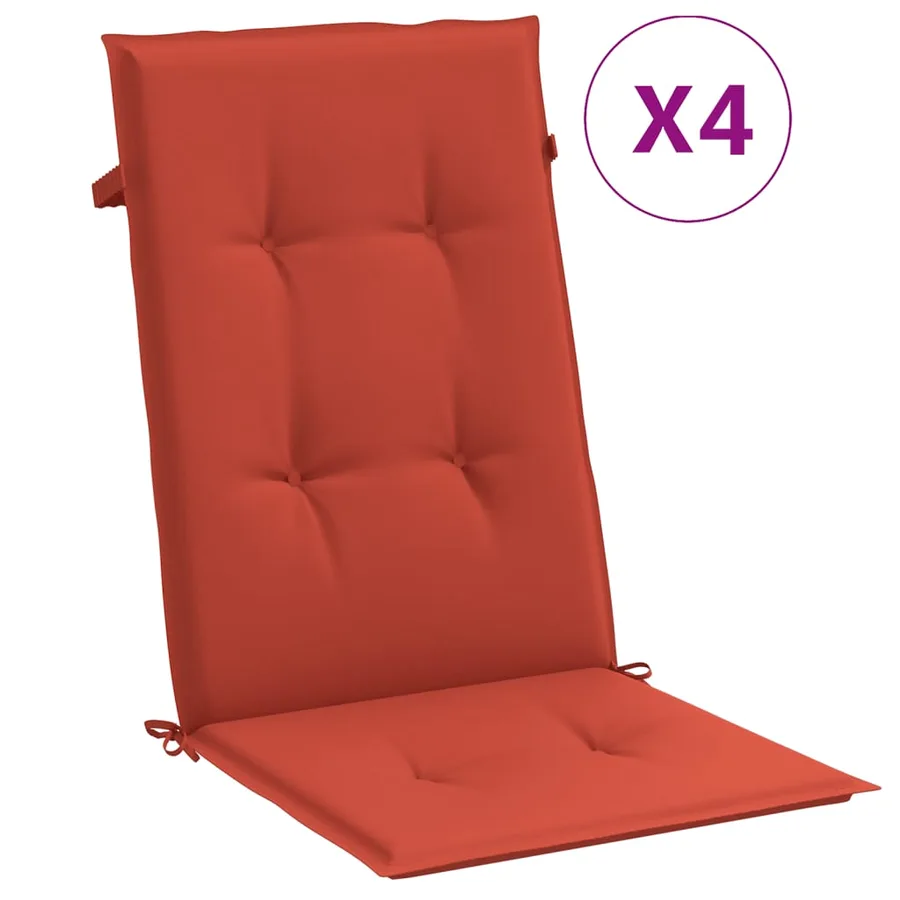 Coussins de chaise à dossier haut lot de 4 rouge mélangé tissu - 2