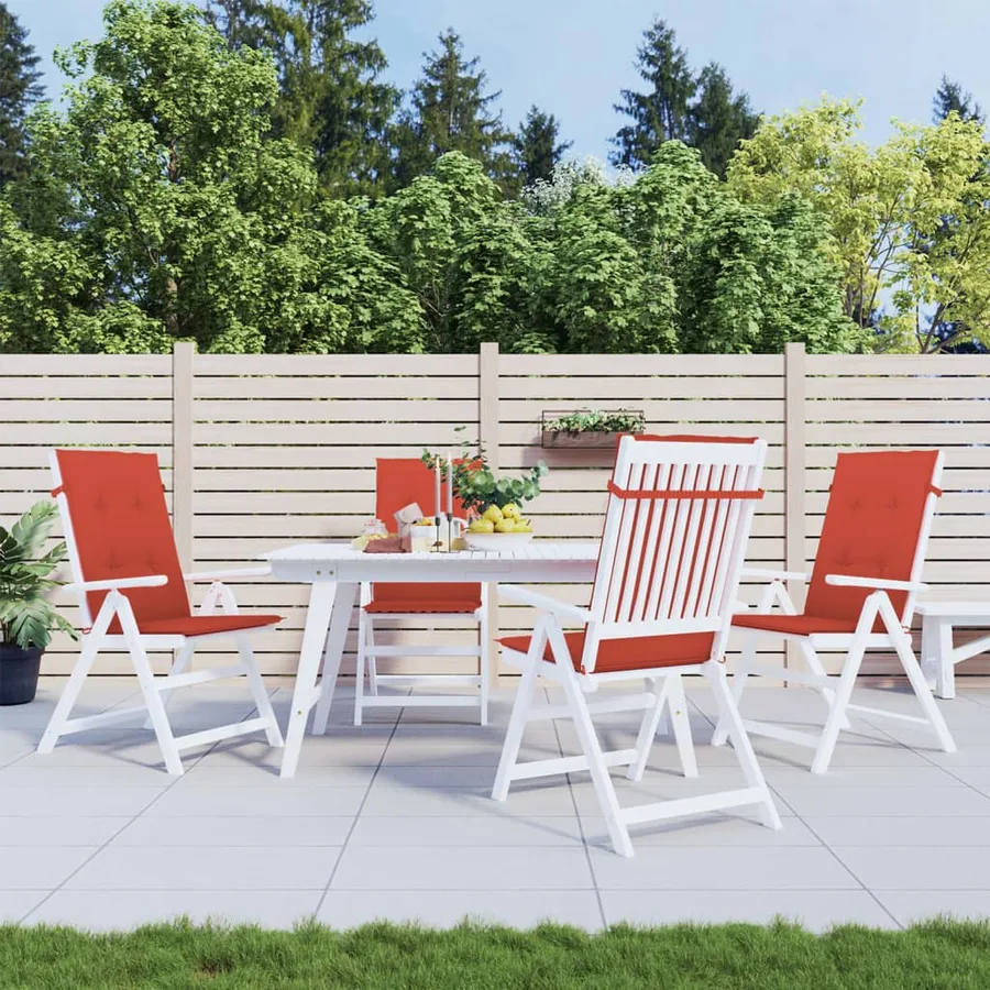 Coussins de chaise à dossier haut lot de 4 rouge mélangé tissu - 3