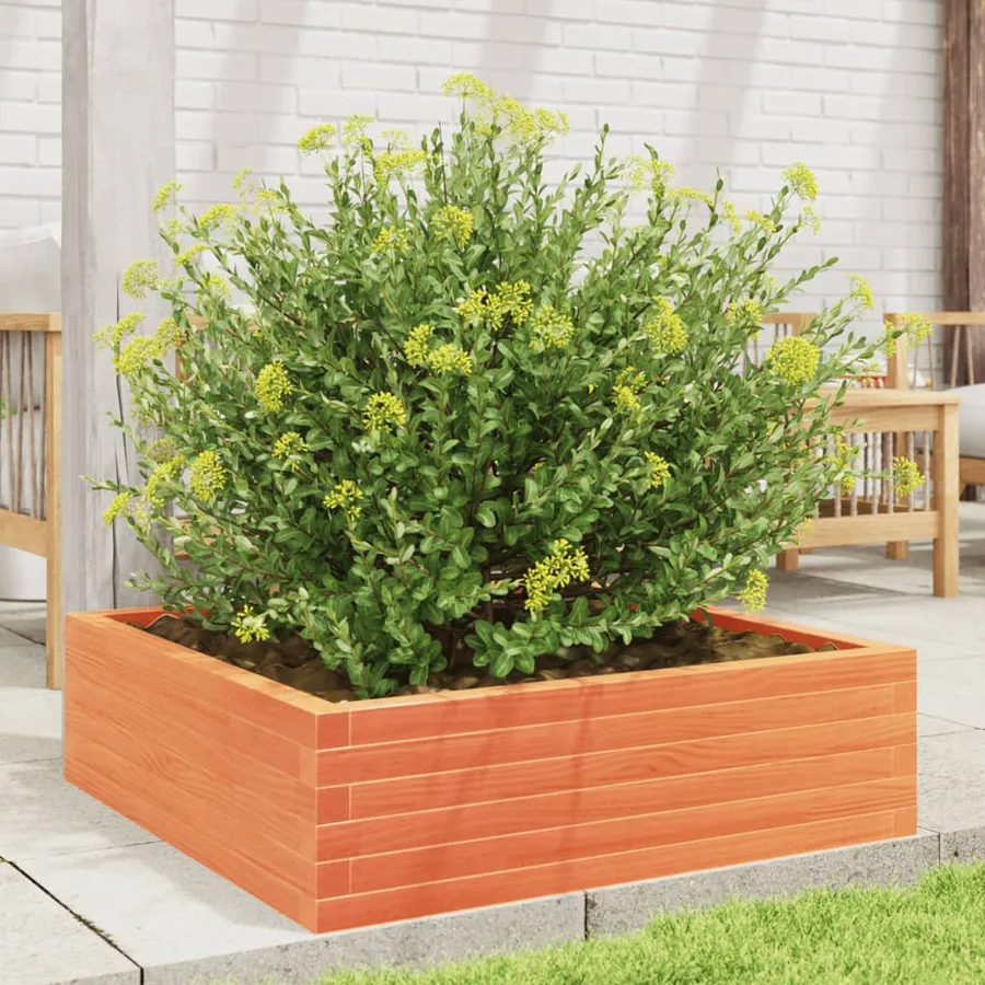 Jardinière cire marron 80x80x23 cm bois de pin massif - 3