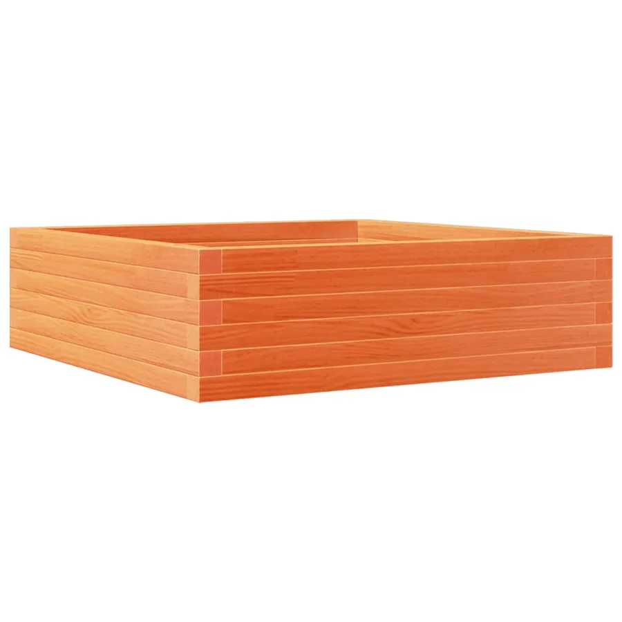 Jardinière cire marron 80x80x23 cm bois de pin massif - 7