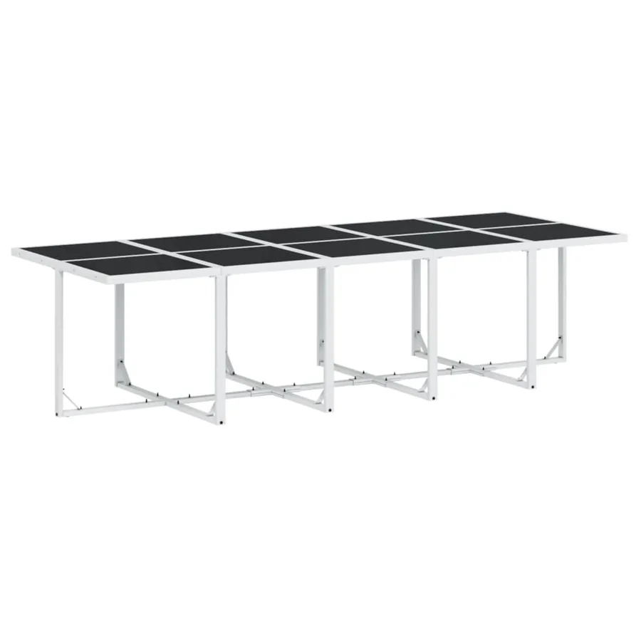 Ensemble à manger de jardin avec coussins 15pcs blanc textilène - 3