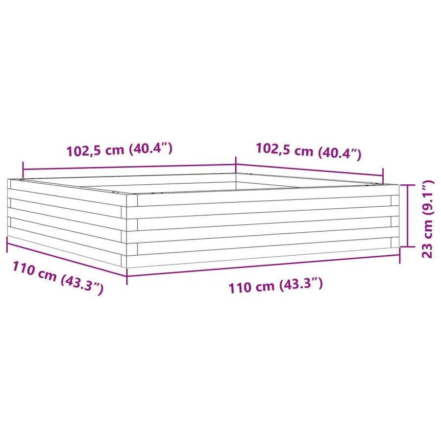 Jardinière 110x110x23 cm bois massif douglas - 10