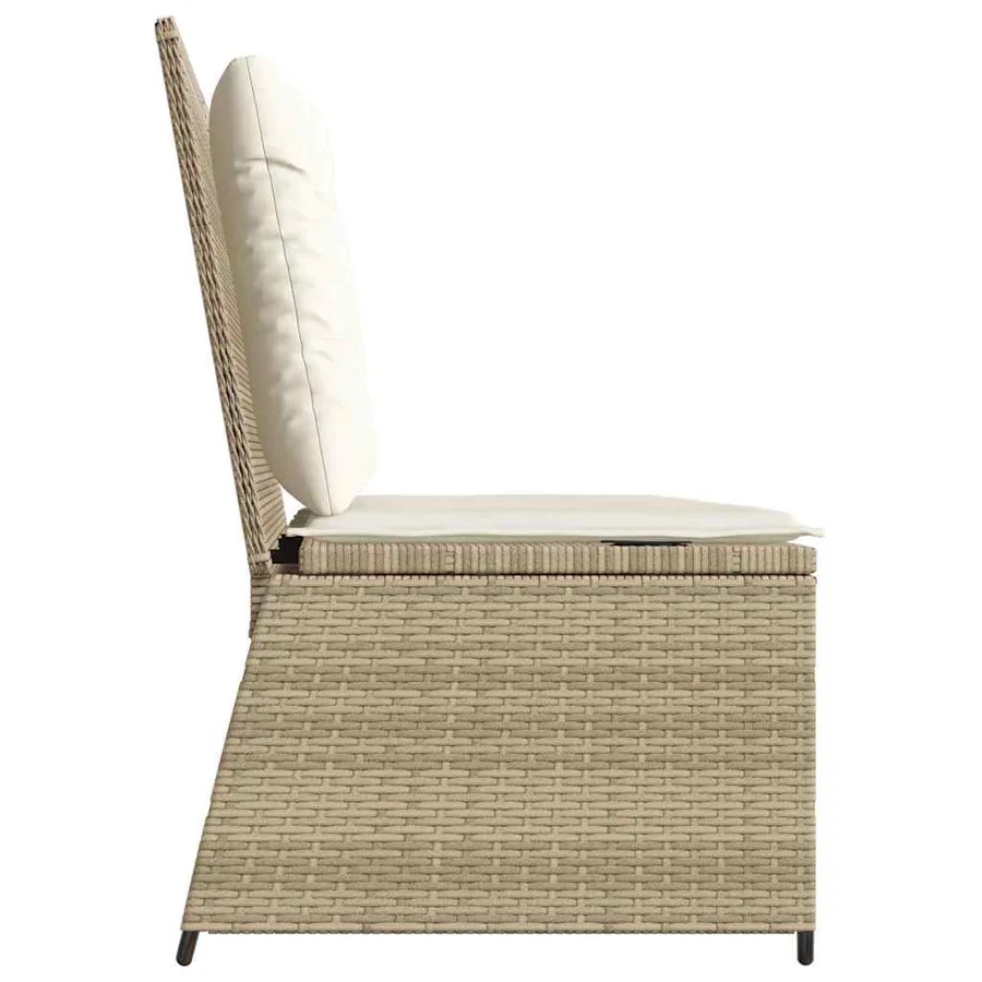 Banc inclinable de jardin avec coussins beige résine tressée - 5