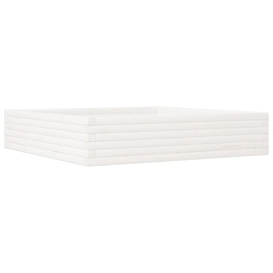 Jardinière blanc 110x110x23 cm bois de pin massif - 2