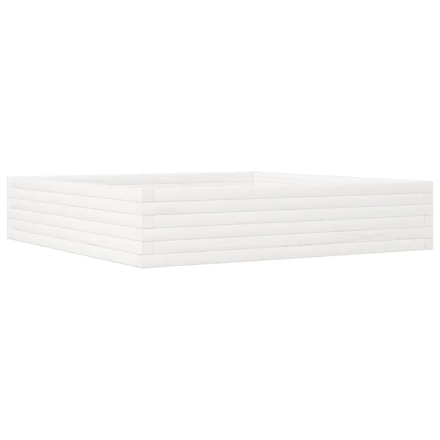 Jardinière blanc 110x110x23 cm bois de pin massif - 7