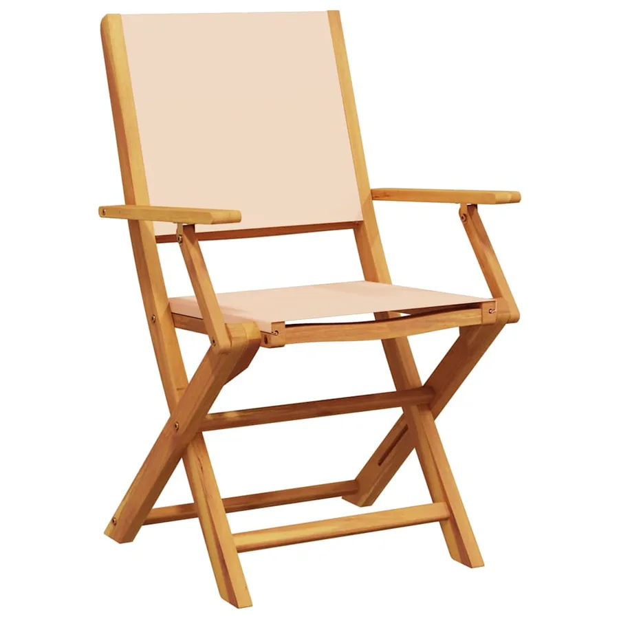 Chaises de jardin lot de 2 beige bois d'acacia massif et tissu - 4