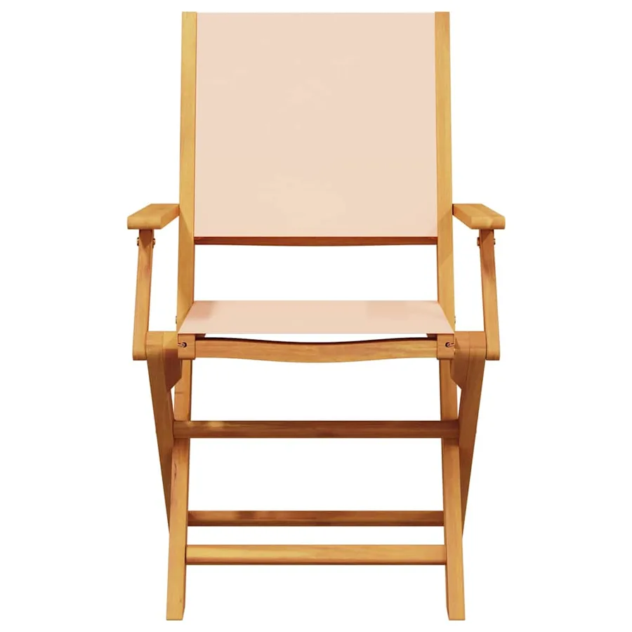 Chaises de jardin lot de 2 beige bois d'acacia massif et tissu - 5