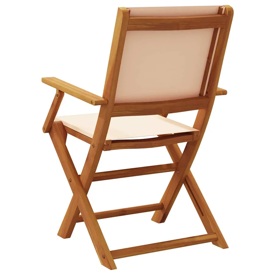 Chaises de jardin lot de 2 beige bois d'acacia massif et tissu - 7