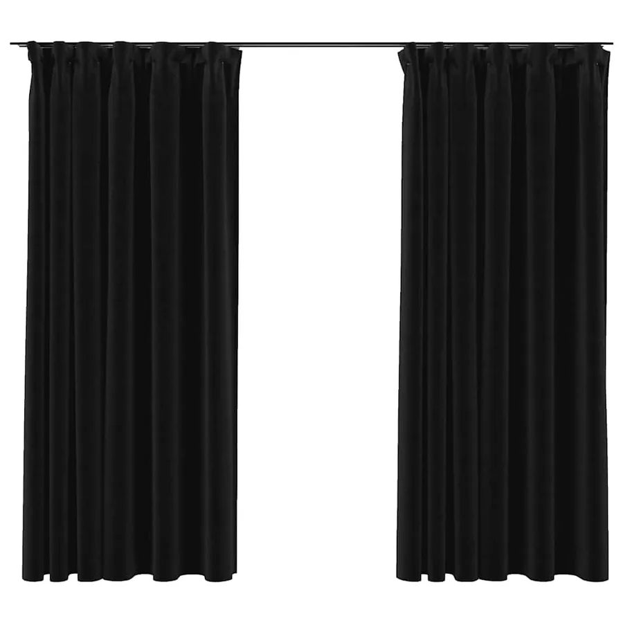 Rideaux occultants aspect lin crochet 2pcs Anthracite 140x175cm - 2