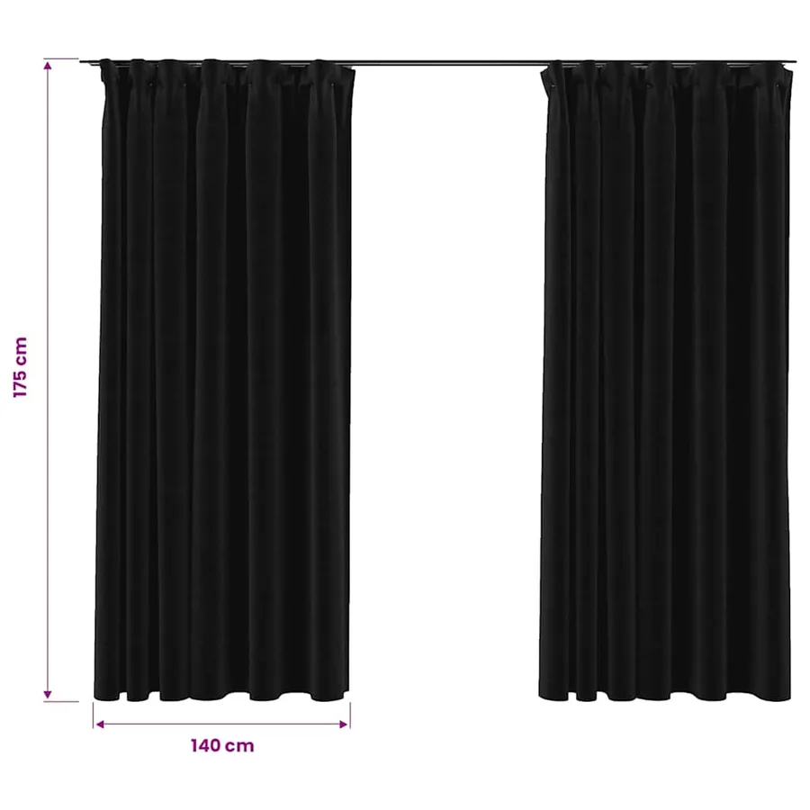 Rideaux occultants aspect lin crochet 2pcs Anthracite 140x175cm - 6