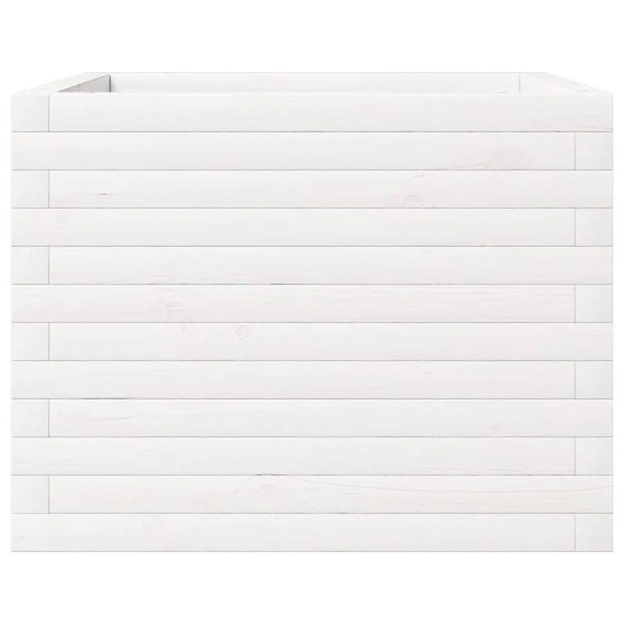 Jardinière blanc 60x60x46 cm bois de pin massif - 6