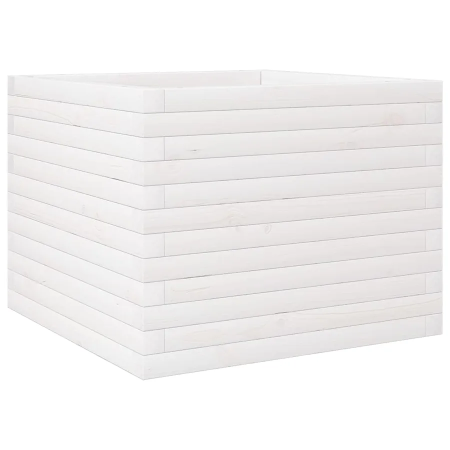 Jardinière blanc 60x60x46 cm bois de pin massif - 7