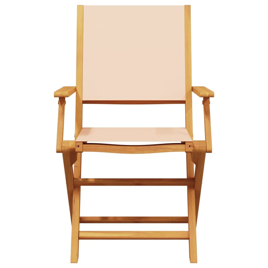 Chaises de jardin pliantes lot de 8 beige tissu et bois massif - 4