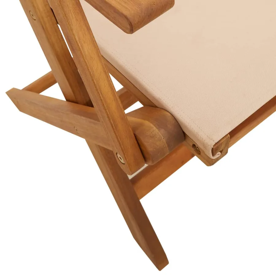 Chaises de jardin pliantes lot de 8 beige tissu et bois massif - 8