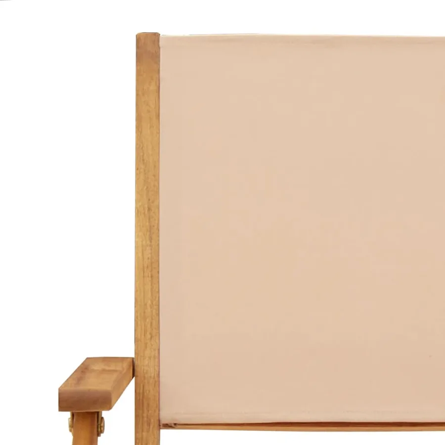 Chaises de jardin pliantes lot de 8 beige tissu et bois massif - 9