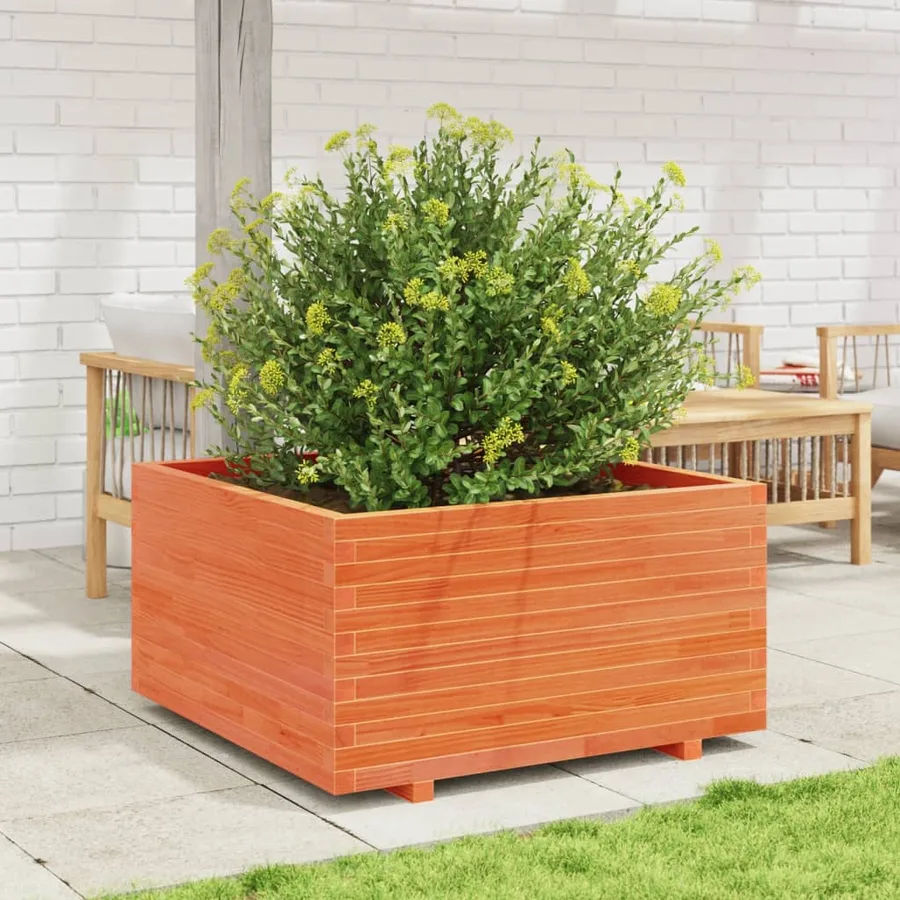 Jardinière cire marron 90x90x49,5 cm bois de pin massif - 3