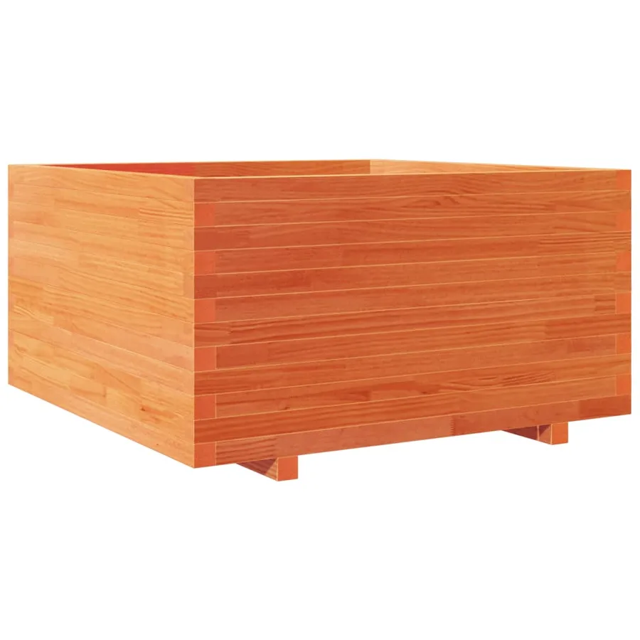 Jardinière cire marron 90x90x49,5 cm bois de pin massif - 7