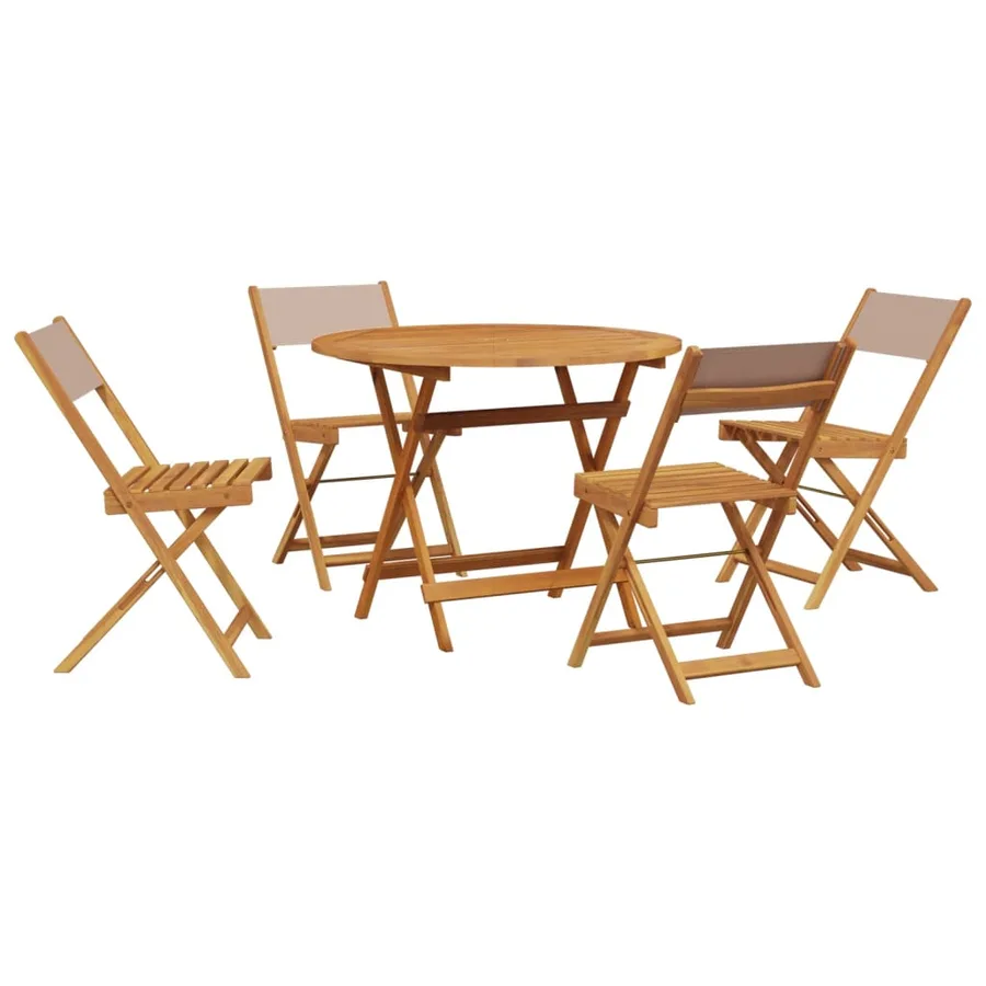 Ensemble à manger de jardin 5 pcs taupe tissu et bois massif - 2