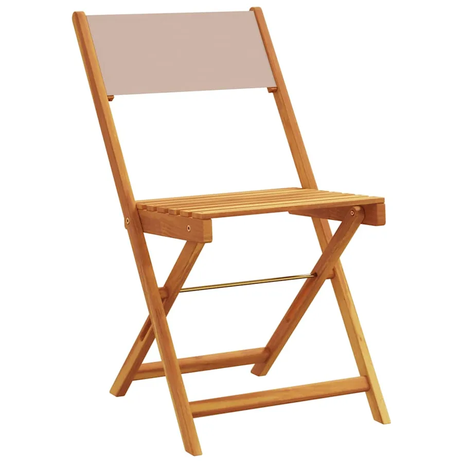 Chaises de jardin pliantes lot de 6 taupe tissu et bois massif - 3