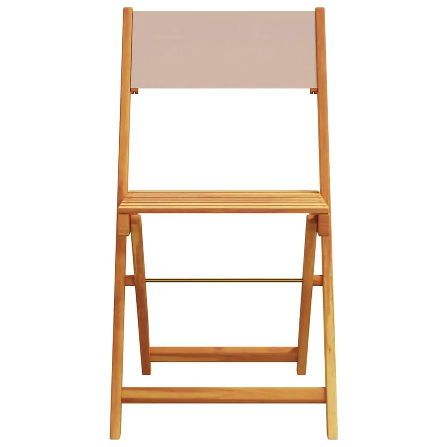Chaises de jardin pliantes lot de 6 taupe tissu et bois massif - 4