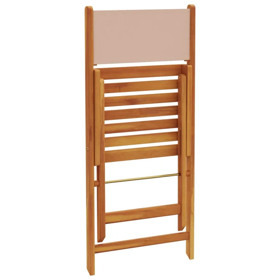 Chaises de jardin pliantes lot de 6 taupe tissu et bois massif - 7