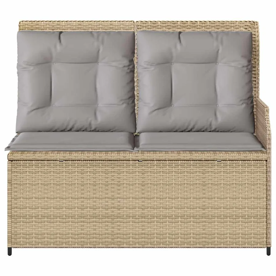 Banc inclinable de jardin avec coussins beige résine tressée - 4