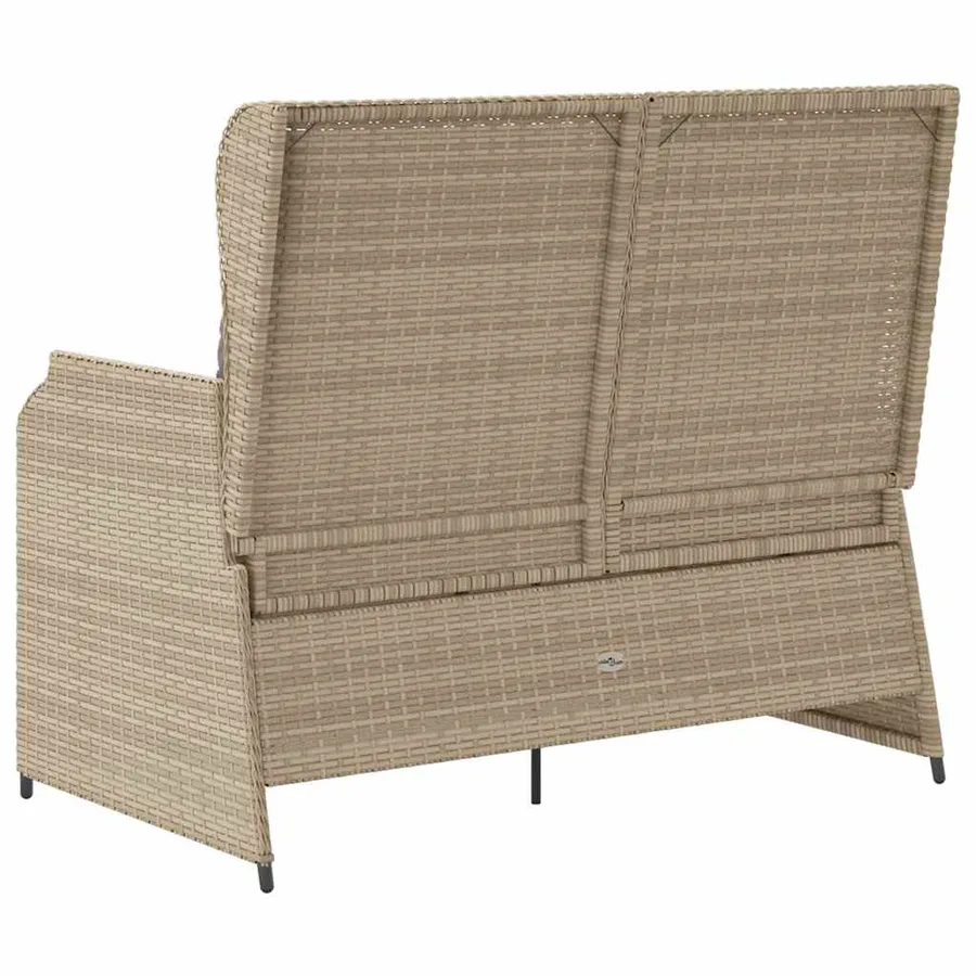 Banc inclinable de jardin avec coussins beige résine tressée - 6